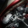 a view of the engine of the Bad Land 1992 EVO 300 Wide Tire Chopper, also known as ‘The Hades Chopper’.