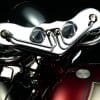 a view of the custom handlebars on the Bad Land 1992 EVO 300 Wide Tire Chopper, also known as ‘The Hades Chopper’.