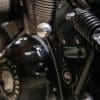 The iconic hand clutch of the custom motorcycle built by Indian Larry, Paul Cox, and Keino Sasaki