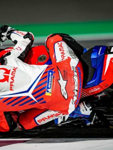 a view of a racer in the Pramac racing team of 2021