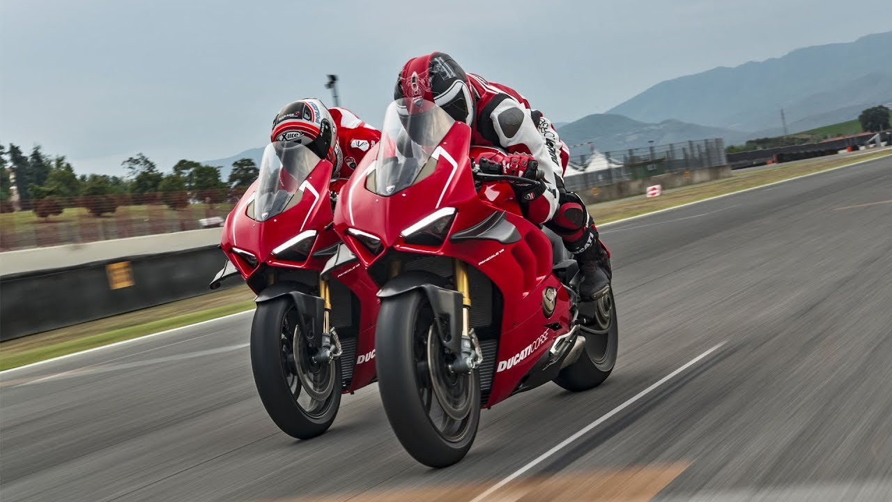 A view of racers riding a Ducati Panigale V4S