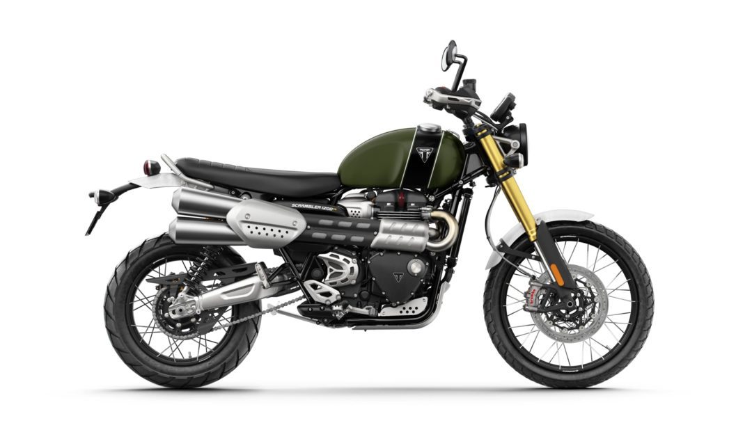 A side view of the 2022 Triumph Scrambler 1200 XE