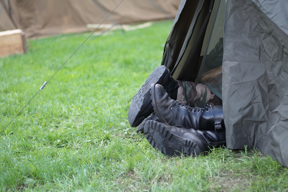 Sleeping in a tent