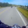 A rider's view of the road from the saddle of the 2021 BMW R NineT Scrambler