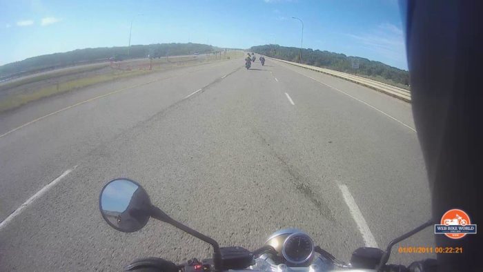 The rider's view from the saddle of the new 2021 BMW R NineT Scrambler The rider's view from the saddle of the new 2021 BMW R NineT Scrambler