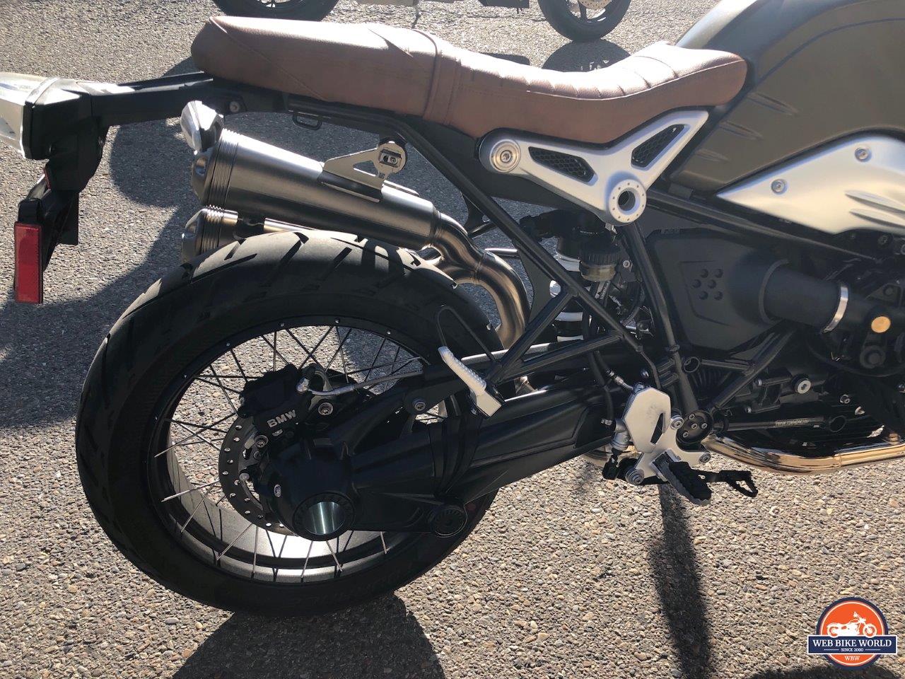 A close-up of the location of the airbox on the new 2021 BMW R NineT Scrambler prio to WBW's demo ride