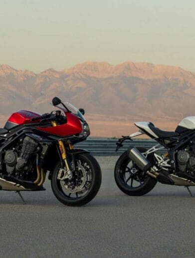 Two color schemes for the 2022 Triumph Speed Triple 1200 RR