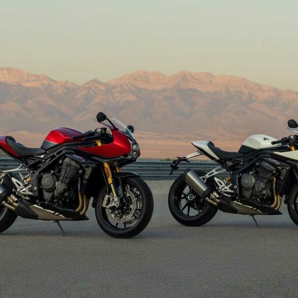 Two color schemes for the 2022 Triumph Speed Triple 1200 RR