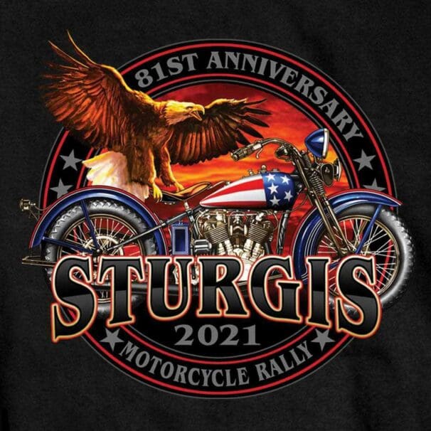 A view of the logo for the 81st annual Sturgis Motorcycle Rally