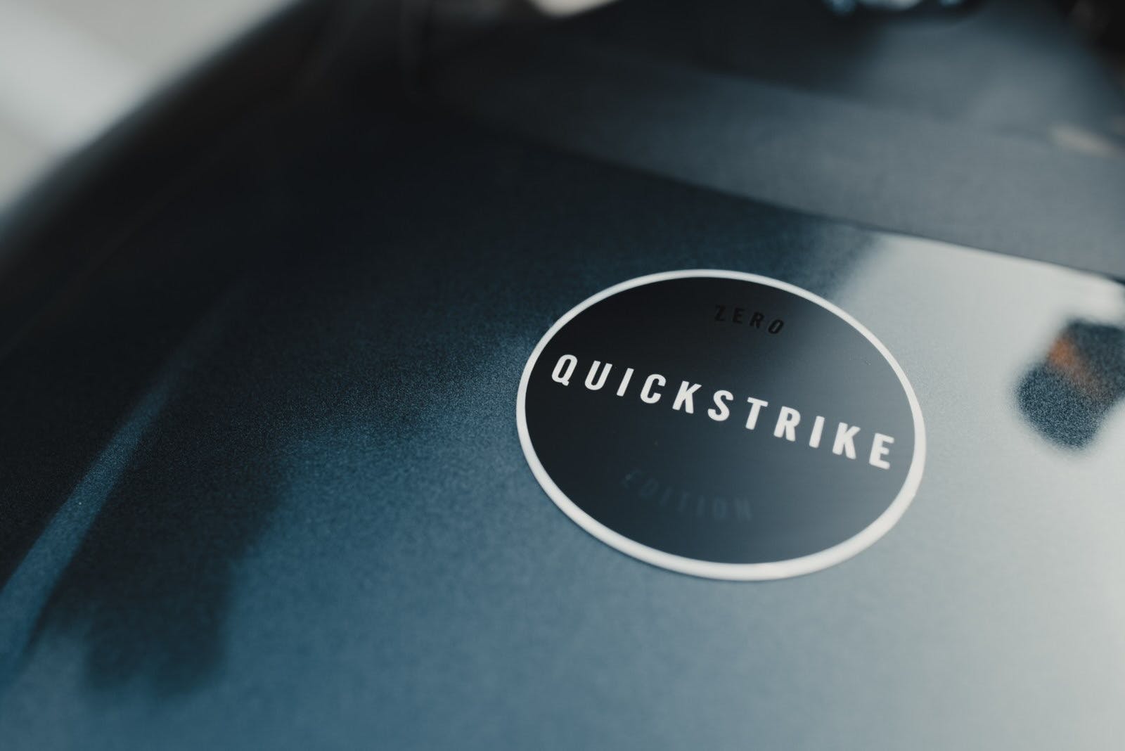 A view of the exclusive badge available on all parts connected to Zero Motorcycles' Quickstrike Package