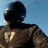 A picture of the reviewer riding, from the angle of the mounted AKASO V50 Pro SE Action Camera