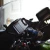 A view of the AKASO V50 Pro SE Action Camera plastic mount on a motorcycle