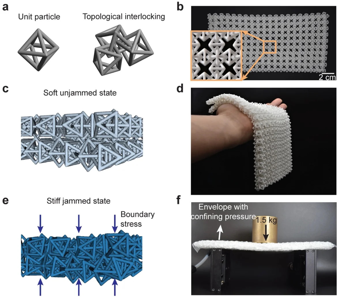 A view of the new variable-rigidity material from the labs of NTU and CalTech universities