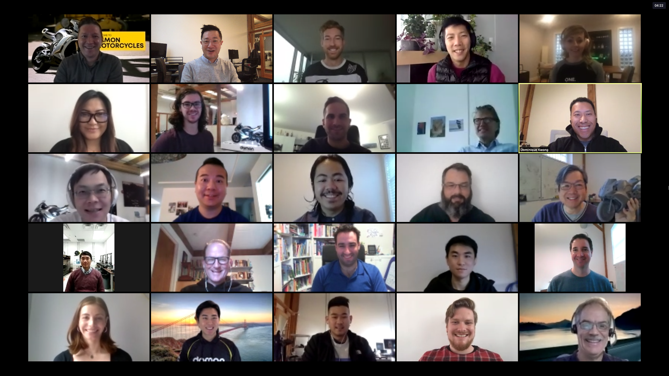 Damon Motorcycles team on Zoom meeting