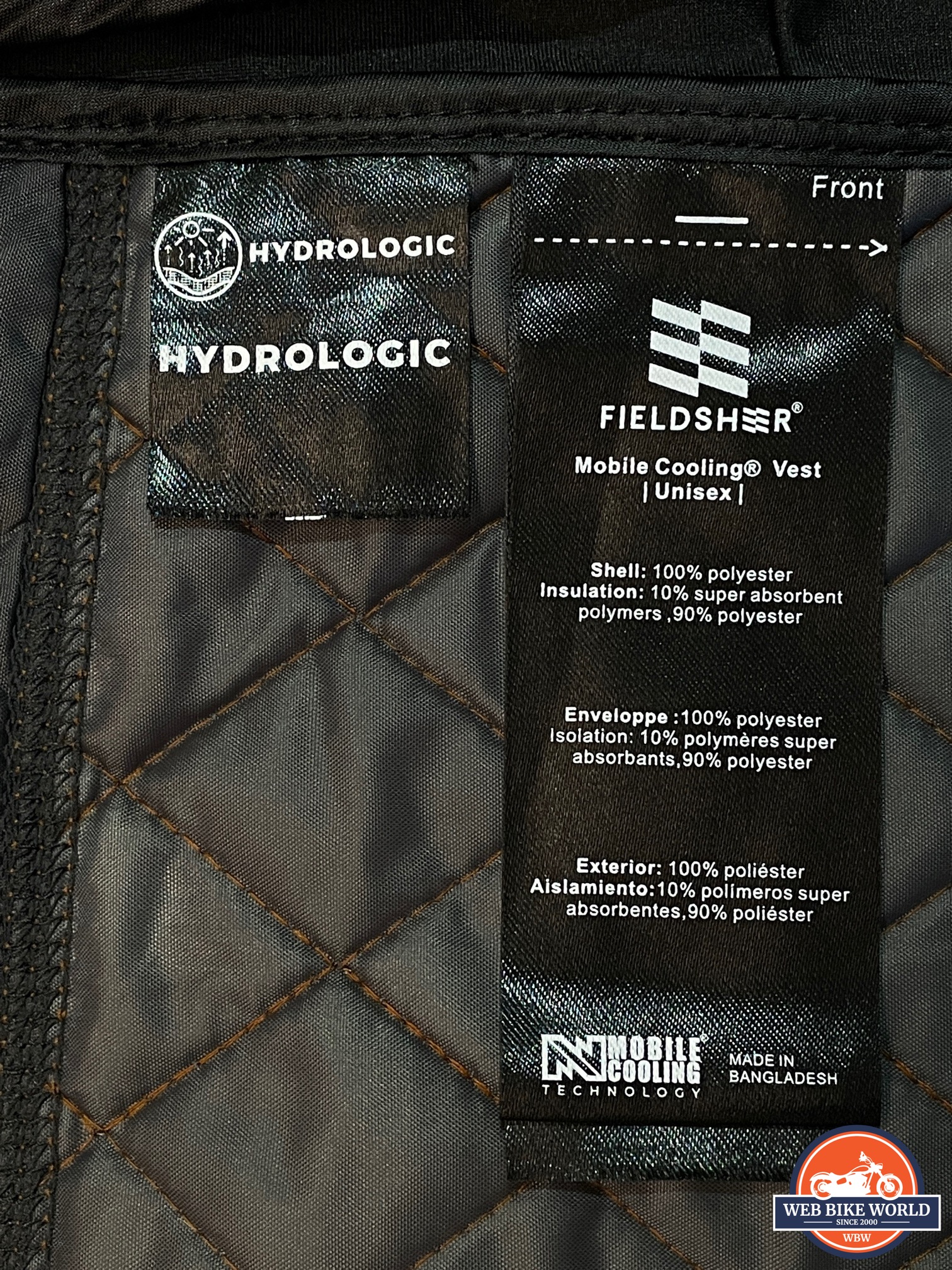 A view of the Fieldsheer Hydrologic® Cooling Vest tag