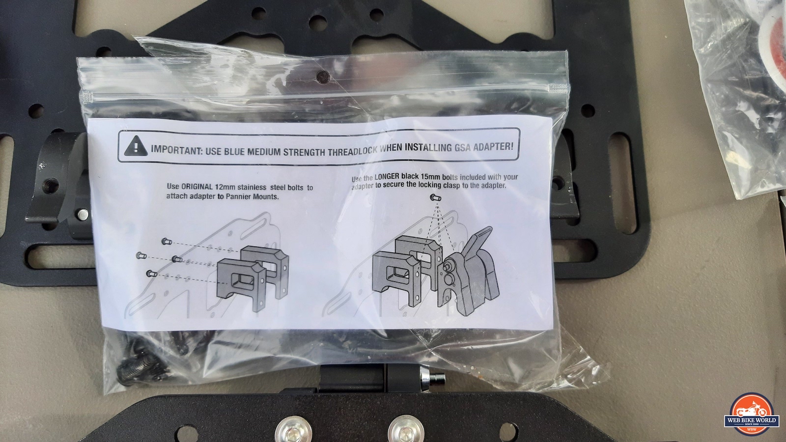 GL Pannier Mount adapter kit for BMW GS motorcycle