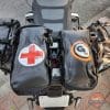Top down view of GL Possibles Pouches mounted on motorcycle