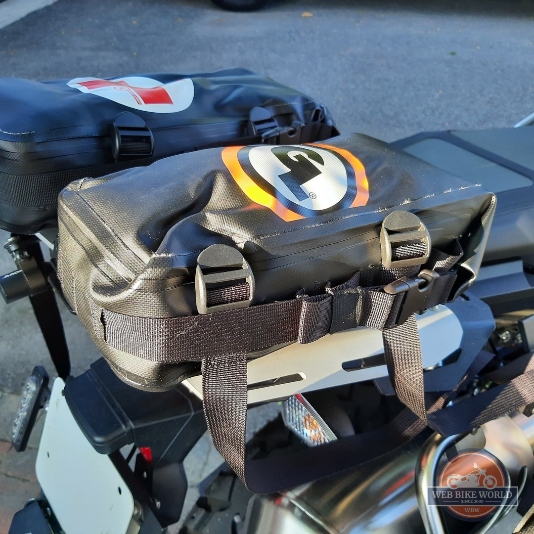 GL Possibles Pouches mounted to both sides of motorcycle
