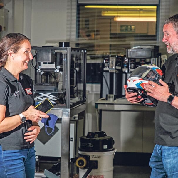 Interview pictures from MCN's discussion with The Helmet Inspection Company