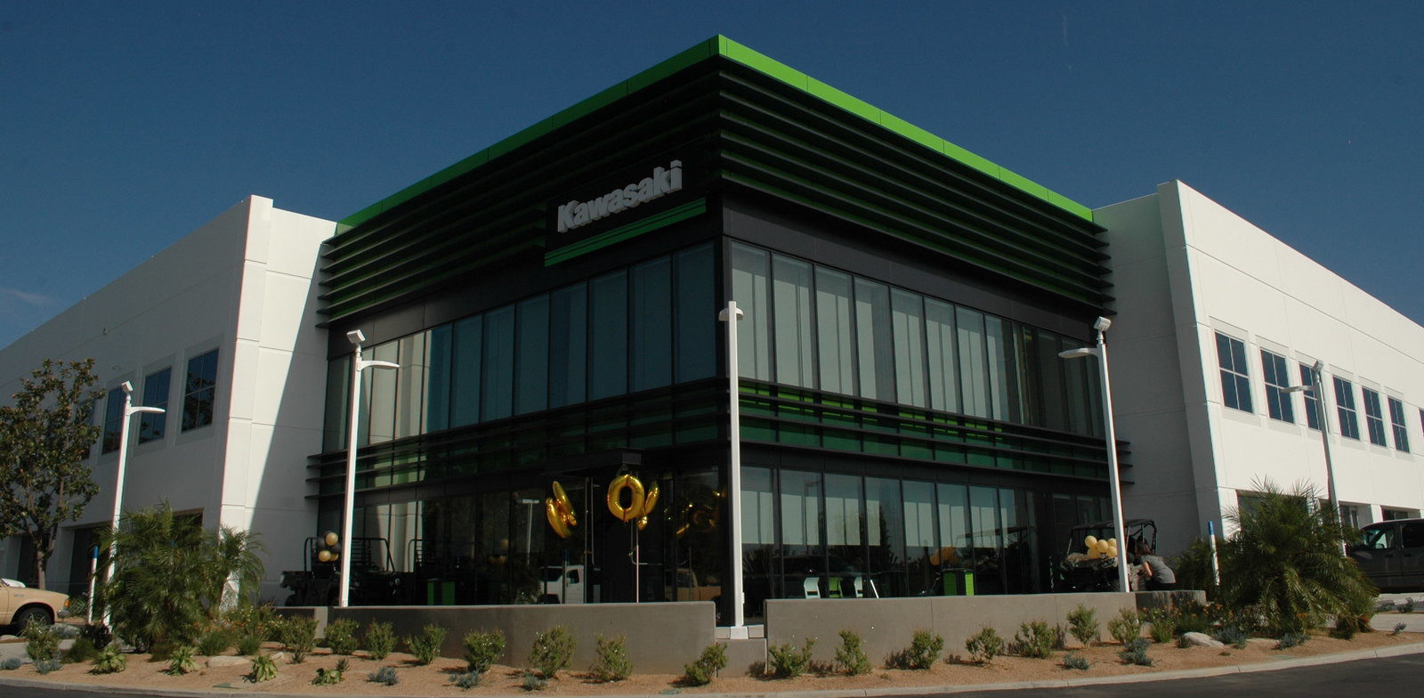 A view of a Kawasaki Motors building in the USA