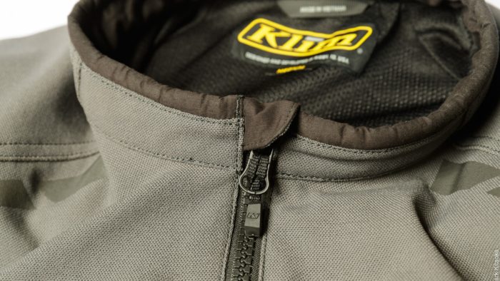 Closeup of front zipper for Klim Marrakesh jacket