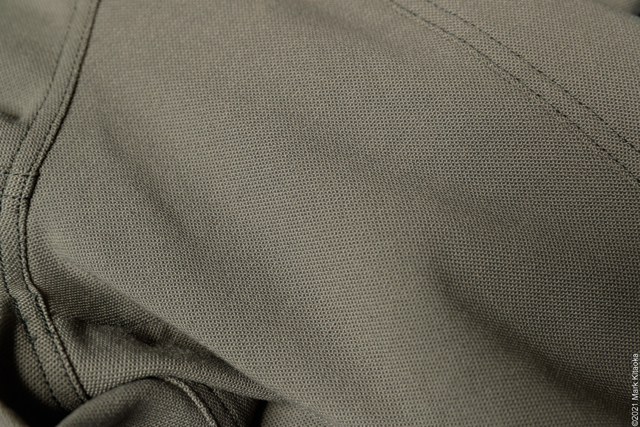 Closeup of stretch woven material on Klim jacket