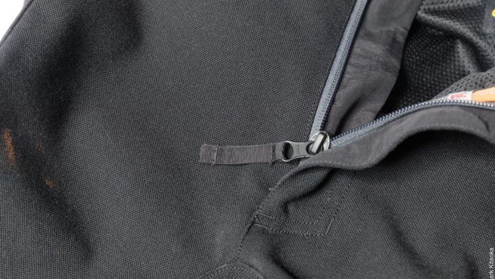 Zipper pull on Klim pant fly