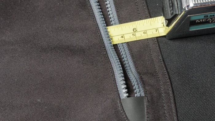 Closeup showing thigh pocket depth around 5”