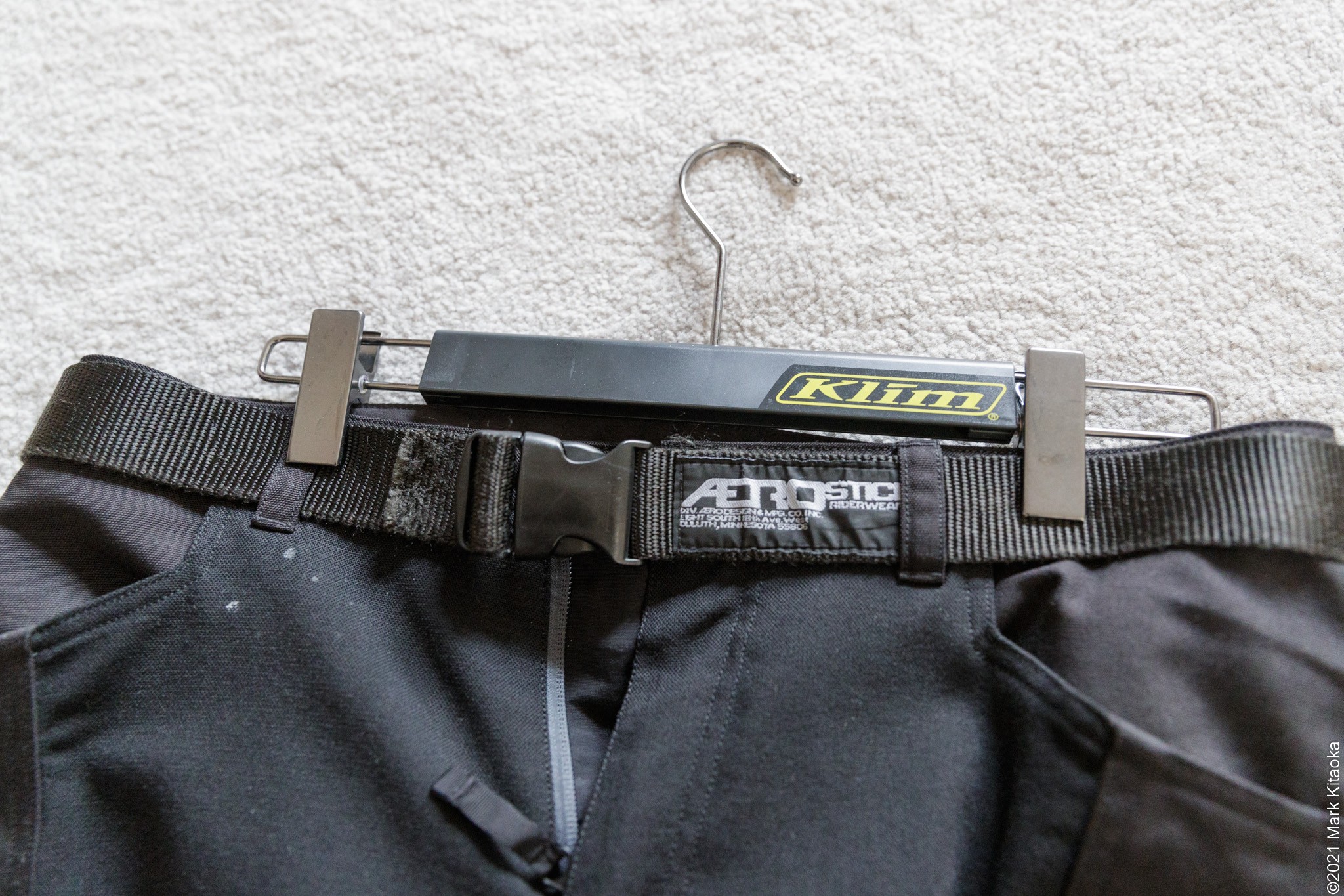 The hanger that comes with the Klim Marrakesh pants
