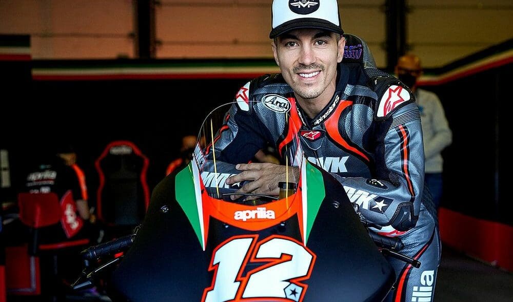 Maverick Vinales with the Aprilia RS-GP on test day