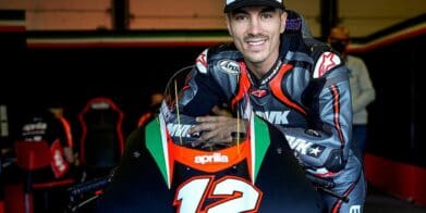 Maverick Vinales with the Aprilia RS-GP on test day