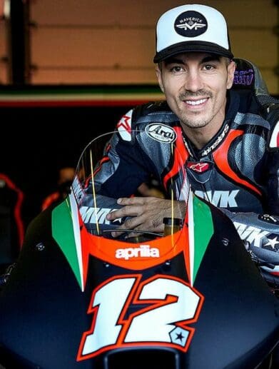 Maverick Vinales with the Aprilia RS-GP on test day