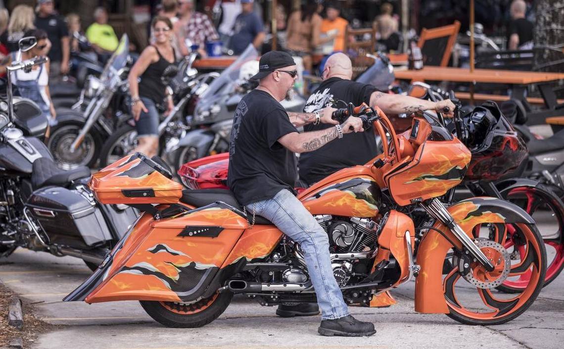 A view of a man on a custom HOG Bagger