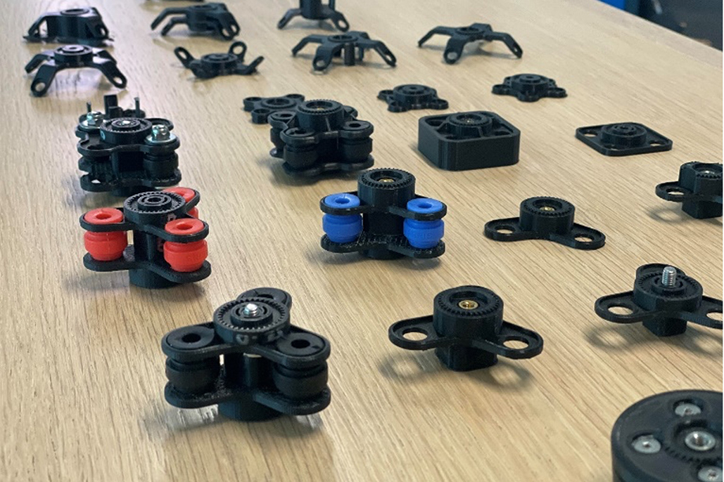 A view of the newly 3D-printed vibration dampeners that were created as a part of the partnership between Quad Lock and Ultimaker