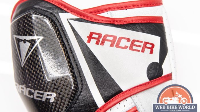 Racer logos on the gauntlet