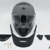 A view of the Scorpion EXO HX1 Helmet with everything that comes in the box