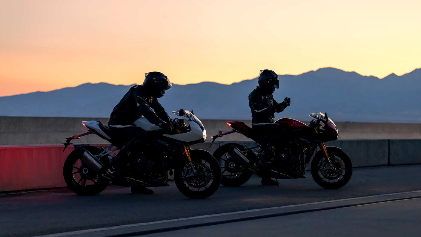 Two riders enjoying the 2022 Triumph Speed Triple 1200 RR