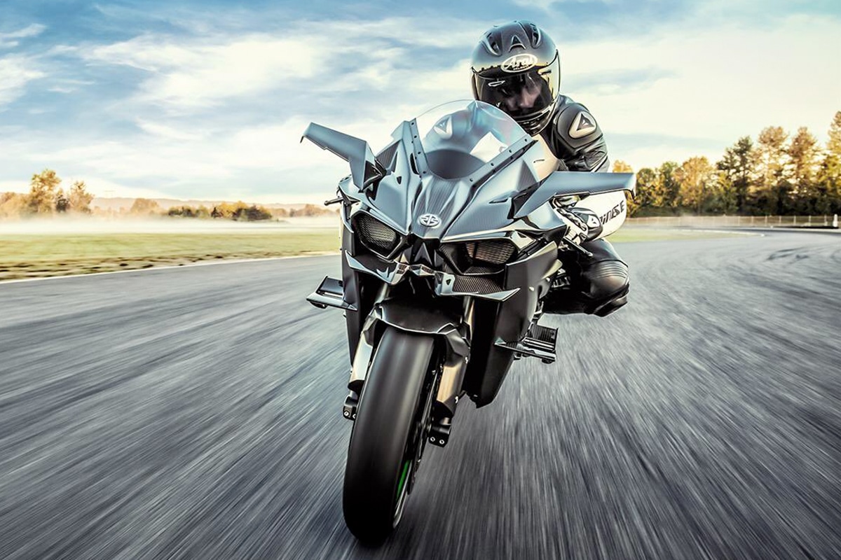 A view of a rider enjoying a trip on a Kawasaki Ninja H2