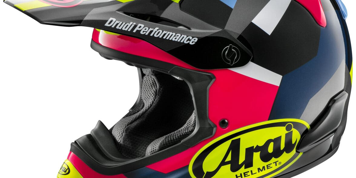 A view of the new 'block' graphic present on the Arai VX-PRO4