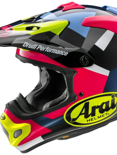 A view of the new 'block' graphic present on the Arai VX-PRO4