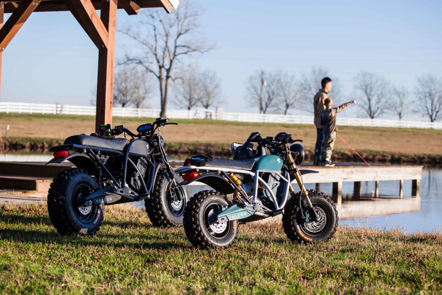 A side view of the Grunt and the Runt available from Volcon Powersports