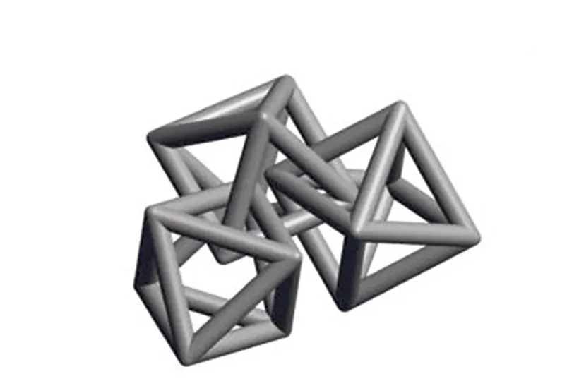 A view of the octahedrons present in the new variable-rigidity material from the labs of NTU and CalTech universities