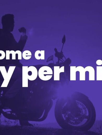 A view of a rider enjoying the benefits of the pay-per-mile insurance premium offered by insurance companies Voom and Markel source: Voominsurance.com