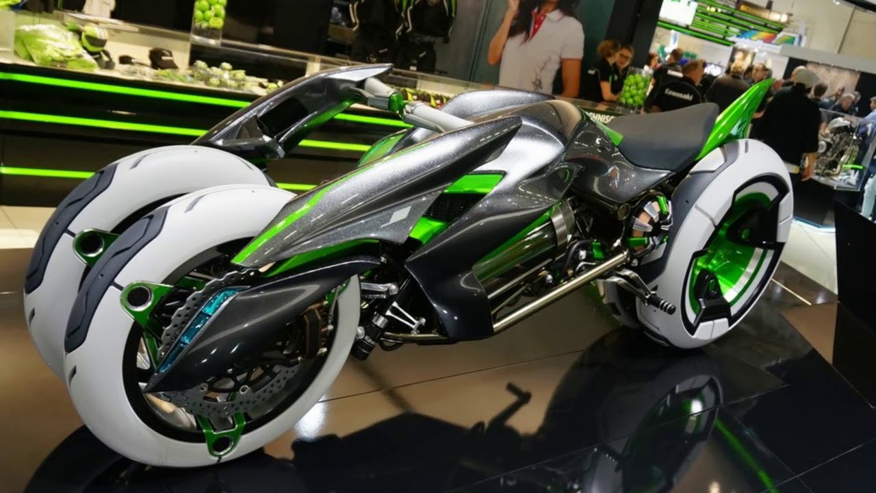 A side view of the new Kawasaki Tilting Trike, 'Concept J'