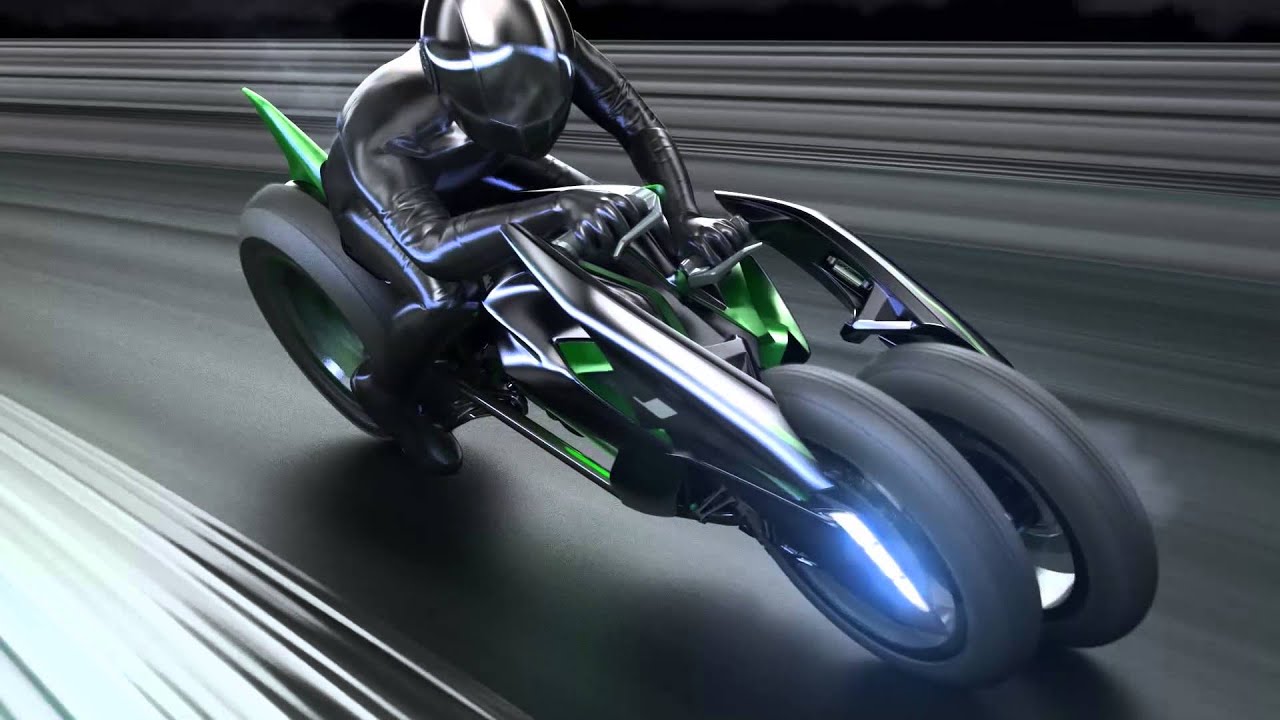 A side view of the new Kawasaki Tilting Trike, 'Concept J'