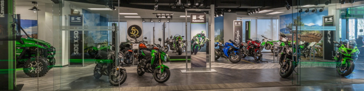 A view of a Kawasaki dealership