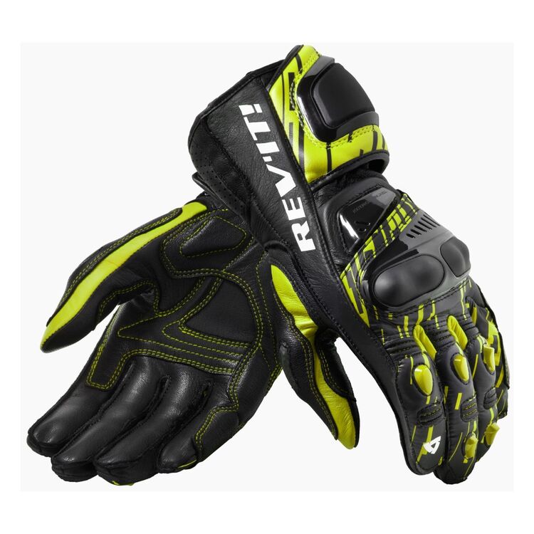 REV'IT official product photo of the Quantum 2 gloves in Hi-Viz Yellow/Black