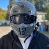 Scorpion Covert X Solid - In Cement Grey - Front view visor down