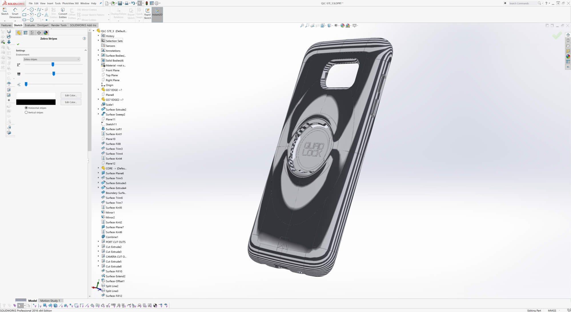 A picture of the prototype Quad Lock phone cases that originally started on KickStarter