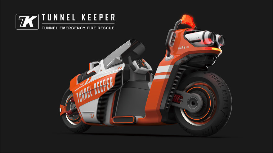 A view of the proposal media on a firefighting motorcycle from designer Syu Wei Chen